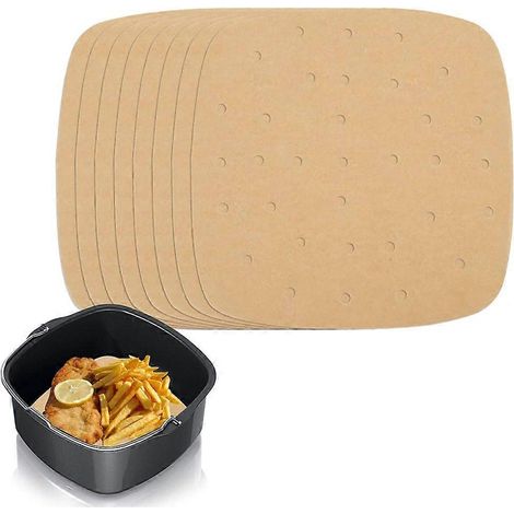Papier sulfurisé antiadhésif et incolore pour friteuse à air chaud, résistant à la chaleur et au design unique, 200 pièces de 21,6 cm. (1/4)