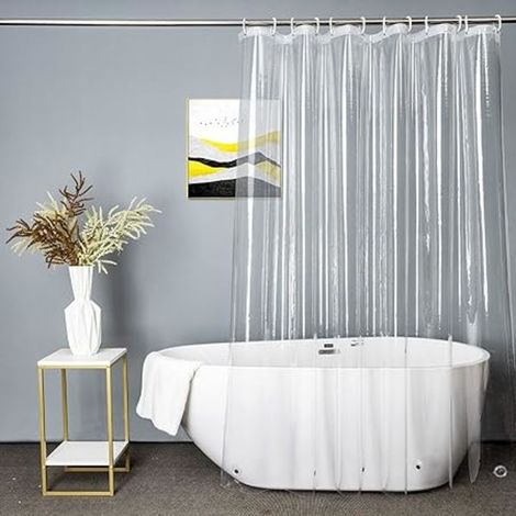 Rideau de douche transparent extra-long, 180x200 cm, transparent. (1/5)