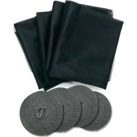 Velcro Window Screen x 4, Black 1.3x1.5m, Self-Adhesive Single Window Invisible Curtain (1/5)