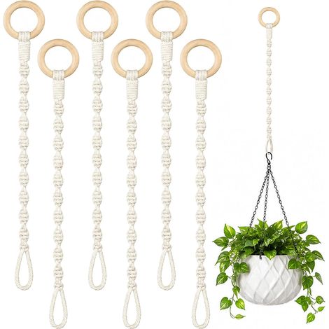 Extension de suspension en macramé - Corde en coton - Pour pot de fleurs suspendu - Corde épaisse - Pour maintenir les plantes en pot - 30 cm (1/5)