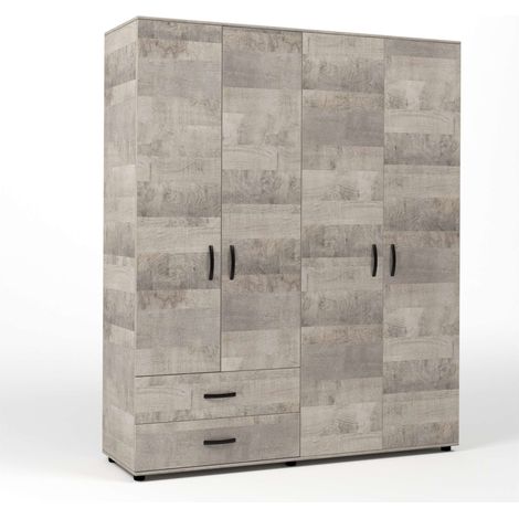 Kit Armadio 4 Ante + 2 Cassetti 160X52X205 Cm Rovere Plat.K355