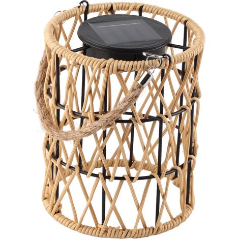 Lanterne solaire suspendue d'extérieur, lanterne solaire LED étanche IP44, lanterne décorative en rotin pour table, terrasse, jardin, cour, lumière chaude (1/5)