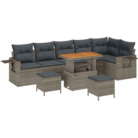 Maison Exclusive - Gartensofa-set mit Kissen 11 pcs Grau Poly-Rat