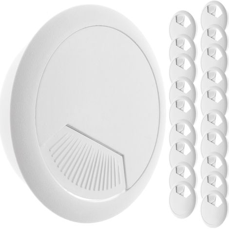 BeMatik - Lot de 20 passe-câbles ronds encastrables pour table de couleur blanc et diamètre 53 mm (1/5)