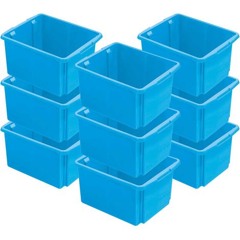 BRB 12x Aufbewahrungsbox, stapelbar, nestbar, 32 Liter, LxBxH 455x360x245 mm, Polypropylen (PP), blau