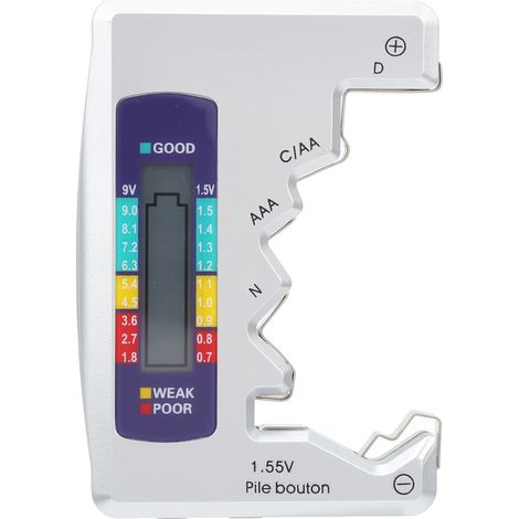 Testeur de batterie numérique, vérificateur de capacité pour la mesure de l'alimentation au Lithium C/D/9V/AA/AAA/1.5V