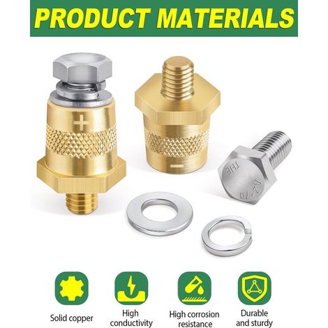 Adattatore Pap 'batteria' M8, terminali M8, morsetto per batteria auto (1', 2 viti in acciaio inox, 4 rondelle) (1/5)