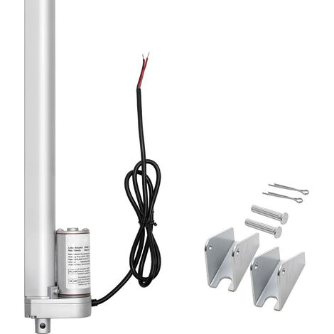Vérin électrique 12V, course 250mm, vitesse 15mm/s, force 1000N, IP54 avec supports de fixation pour levage, fauteuils, portes et fenêtres. (1/5)