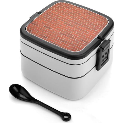 Boîte bento double compartiment imitation brique rouge, 1000 ml (1/5)