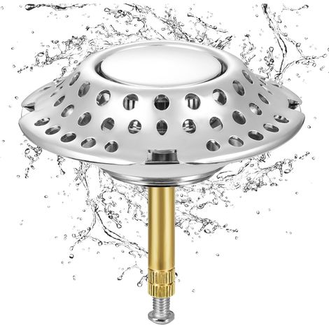 Bonde d'évier universelle 37-44 mm à clapet, crépine chromée réglable en hauteur, filtre anti-obstruction en laiton pour baignoire, cuisine