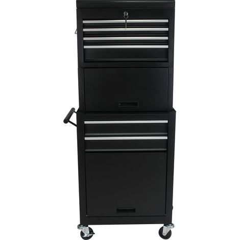 Carrello portautensili con 6 cassetti e chiusura, acciaio nero, 4 ruote girevoli (1/5)