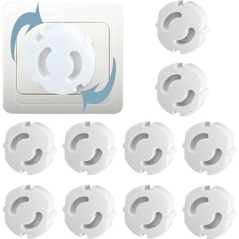 Sécurité Enfants pour Prises - Lot de 10 pour Bouchons, Protection des Prises, Bouchons de sécurité pour Enfants, Prises de sécurité pour Enfants, Prises de sécurité pour bébés, Blanc