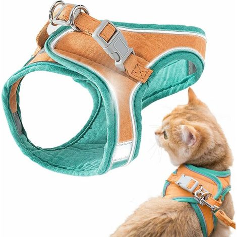 1 Harnais pour chat, laisse 1,5m, bandes réfléchissantes, boucle de sécurité, réglable, promenade nocturne (1/5)