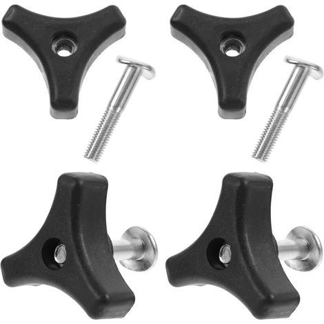 Lot de 4 sets de Poignées de Tondeuse Universelles Bouton Triangulaire Vis à Aile 5 CM Kit de Fixation pour Poignée de Tondeuse à Gazon Pièces de Rechange en ABS et Fer (1/5)