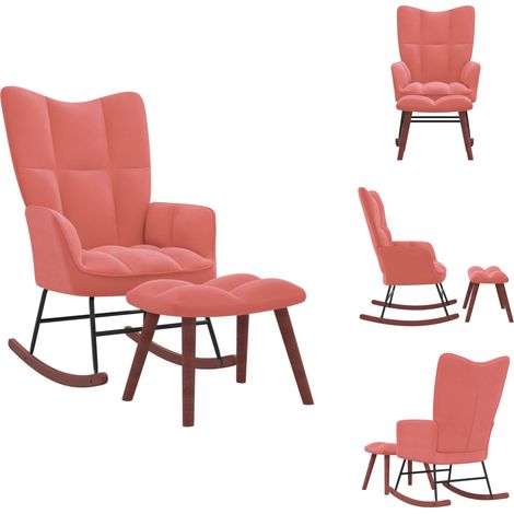 Schaukelstühle - Living Schaukelstuhl mit Hocker Samt Rosa (1/5)