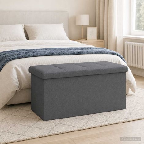 vidaXL Foldable Storage Bench Light Grey 180 kg 80 L 77 x 38 x 38 cm (1/5)