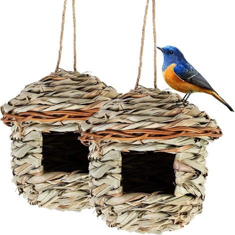 Nichoir Oiseaux Tissé, Nid Oiseau Fait à La Main, Maison Oiseaux Exterieur, Adapté aux Petits Oiseaux Tels Que Les Colibris, Les Mésanges (1/5)