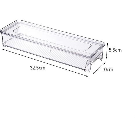 Bac de réfrigérateur long et transparent en plastique pour rangement de cuisine (1/5)