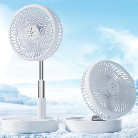 Ventilateur d'ordinateur portable rechargeable avec USB, ventilateur de piédestal pour camping, voyage, blanc de 7,7 pouces (1/5)