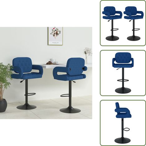Tabourets de bar lot de 2 bleu tissu - Tabouret De Bar - Tabourets De Bar - Chaise De Comptoir - Chaises De Comptoir (1/5)