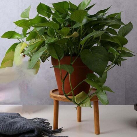 QORVA-Support en bois pour pot de fleurs - tabouret haut pour balcon - étagère ronde pour usage intérieur et extérieur (8 x 8 x 7 cm)