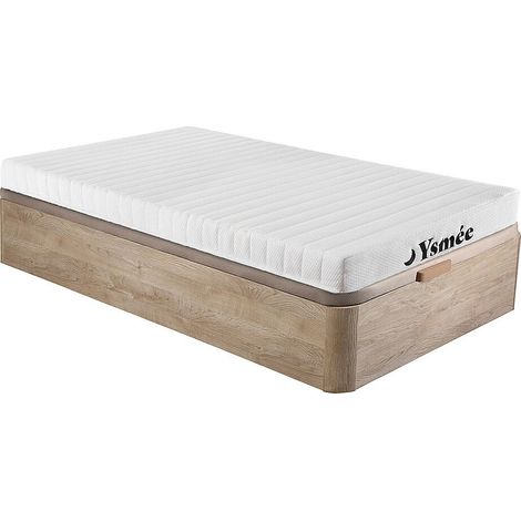 Ensemble 90 x 190 cm sommier coffre naturel clair + matelas mousse 7 zones ép.12cm - STELO KIDS de YSMÉE