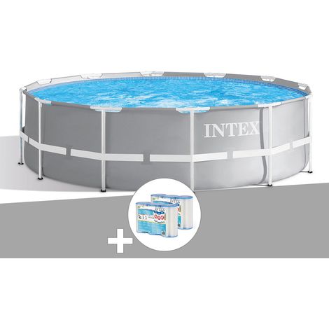 Intex – Piscine tubulaire ronde 3,66 m x 0,99 m – Liner triple épaisseur – Épurateur à cartouche 1,7 m³/h – Échelle de sécurité incluse