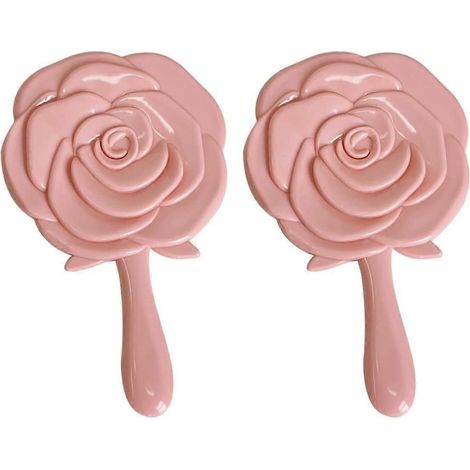 Lot de 2 miroirs de maquillage portables à poignée décorative fleur accessoire beauté pour femmes étudiantes maison et dortoir (1/5)