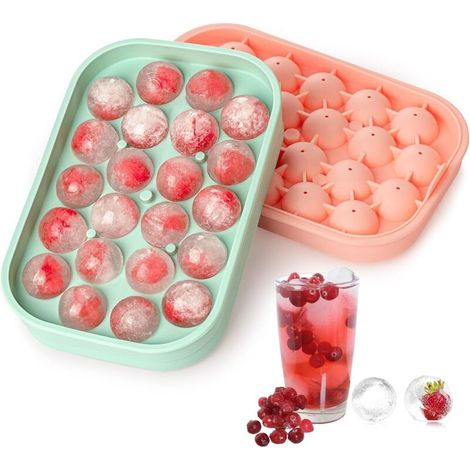 Boules de glace en silicone pour aromatiser les boissons - 22 cubes ronds, sans BPA et faciles à dérouler, idéales pour le whisky et les cocktails (sachet AquaForge) (1/5)