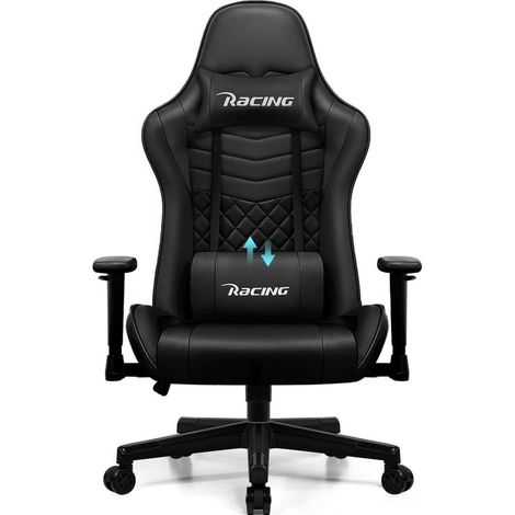 Gaming Stuhl Bürostuhl mit Lendenkissen Armlehne Kopfstütze Wippfunktion (1/5)