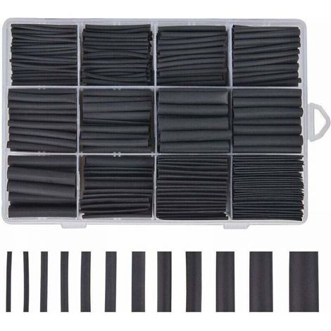 Gaine Thermoretractable Noire 625pcs Gaine Thermo Retractable Gaines Thermoretractables Un Assortiment de 8 Tailles 1 – 10 mm,GU.B/bon (1/5)