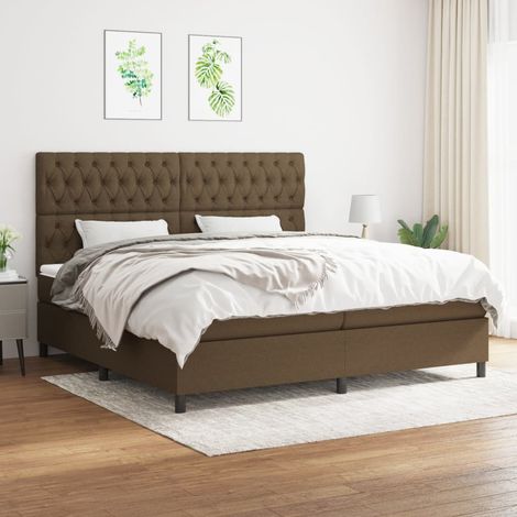 Lit adulte Contemporain Lit à sommier tapissier avec matelas Marron foncé 200x200 cm 62268 (1/5)
