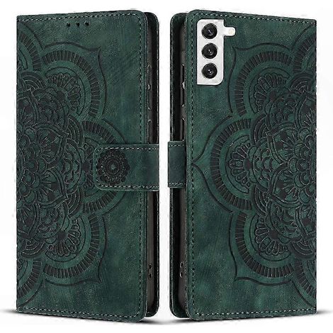Retro-Handyhülle aus mattiertem Leder mit eingraviertem Mandala-Muster, Vintage-Design, eleganter Schutz, robuste Rückseite, hochwertige matte Oberfläche, trendiges Handy-Accessoire. (1/4)