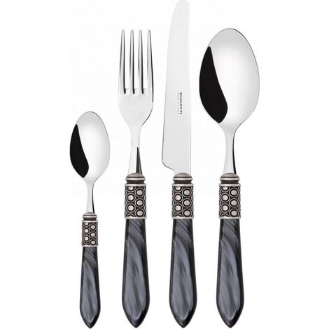 OPTICAL Ghiera Argento Anticato, Posate Set 24 Pz, Scatola