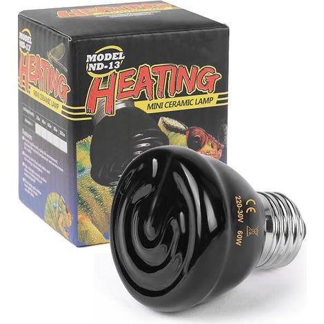 Ampoule Céramique Chauffante Lampe 220V, E27 60W Lampe Chauffante Reptiles Noire, Lampe Infrarouge Chauffante Animal Lézard, Tortue, Poussin, Serpent (1/3)
