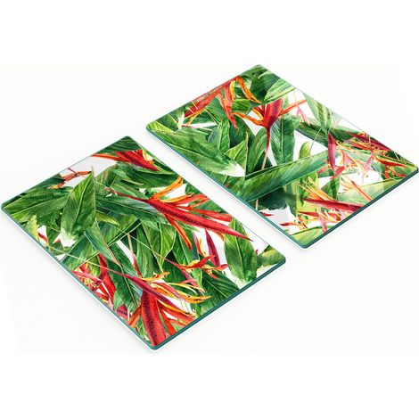 Tablas de cortar decorativas de vidrio templado con estampado floral, 2x40x52 cm