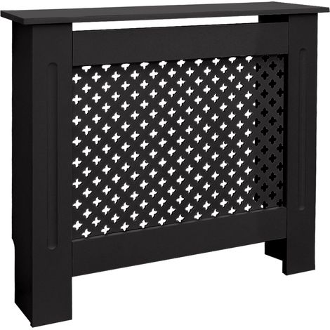 ECD Germany Heizkörperverkleidung mit Wabenmuster 78x19x82cm Schwarz aus MDF lackiert für Schlafzimmer Wohnzimmer Heizungsverkleidung Heizkörperabdeckung Heizungsabdeckung Heizung Heizkörper Abdeckung (1/5)