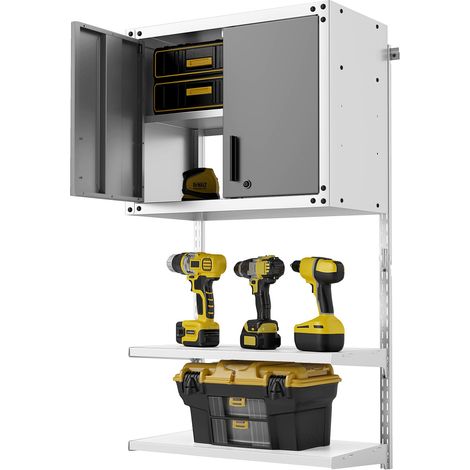 COSTWAY Metal Wall Cabinet Garage Storage Cabinet w/3 Adjustable Shelves-Grey