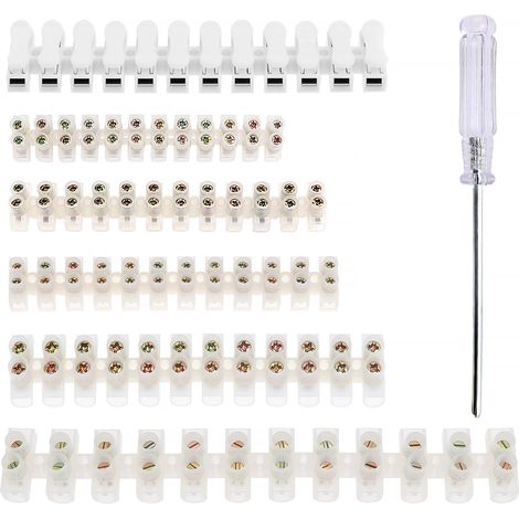 6 Pièces Bornes a Vis Double Rangée, 3A/6A/10A/20A/30A Barrette Connexion Bornier Electrique, Double Rangée de Connecteurs de Fil de Connecteur de Position 12, avec Tournevis (1/5)