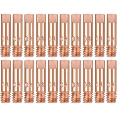 QORVA-20 Pièces M6 x 25 mm Pointe de Contact en Cuivre Buses Gaz de Tube Contact 0.8mm pour Torche de Soudage de Poste a Souder MIG MAG 15AK Accessoires D'usure