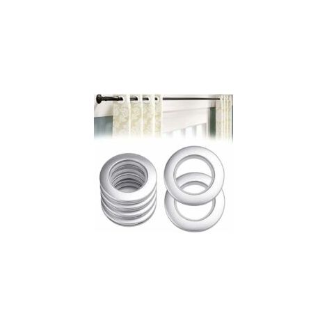 50 anillas para cortinas de acero inoxidable, 40 mm, anillas para barra de cortina de acero inoxidable, color plata - Crezuo (1/4)