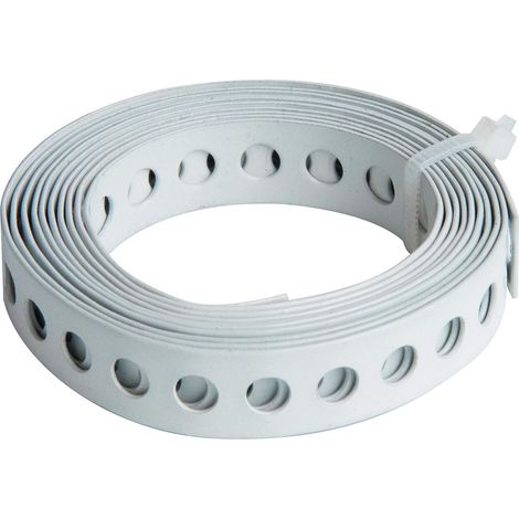 Alberts 334116 Nastro forato, con o senza box di srotolamento, rivestito in plastica bianca, larghezza 12 mm, lunghezza 1,5 m (1/4)