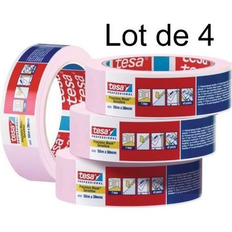Ruban masquage Lot de 4 TESA KREPP - masquage supérieur délicat - Largeur 38mm