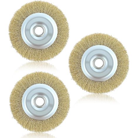 Lot de 3 brosses métalliques de rechange RAC814 pour nettoyeur de terrasse Ryobi avec trou d'arbre pour RY18PCA-0 OPC1800 OPC1815 EFB 400/401 et plus de nettoyage des débris de joints rouillés (110 mm (1/5)