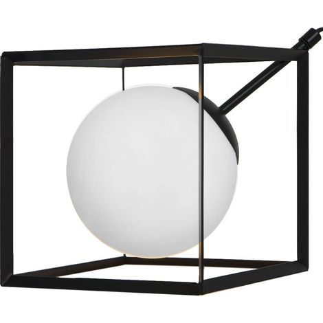 Lampe à poser Tokyo métal noir verre satiné compatible LED (1/4)