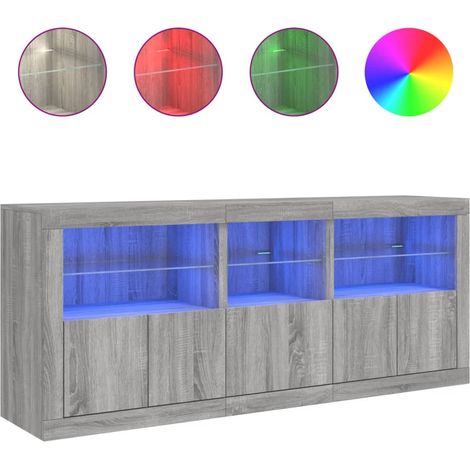 Credenza Madia Buffet con Luci LED Grigio Sonoma 162x37x67 cm CDS73762 (1/5)