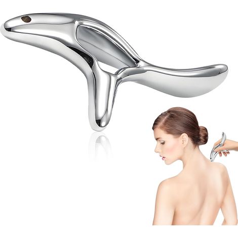 Appareil de massage en alliage de zinc, pierre Gua Sha avec poignée ergonomique, mini appareil de massage polyvalent pour le visage, la nuque et le dos, pour une relaxation profonde et une stimulation (1/5)