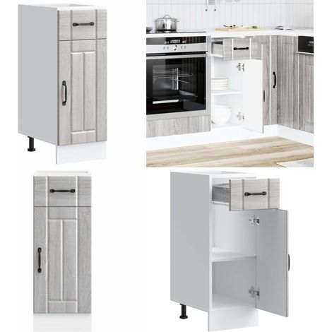 Mueble bajo de cocina Lucca madera contrachapada gris sonoma - Almacenamiento bajo cocina - Gabinete cocina