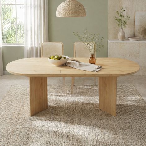 Tavolo da pranzo estensibile 160/200 x 90 cm, adatto per 6-8 persone, tavolo con angoli arrotondati, piano spesso, tavolo estensibile in stile semplice, colore rovere (1/5)