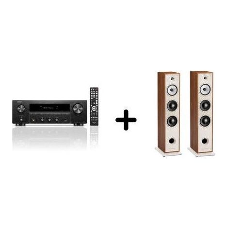 Un amplificador Denon DRA-900H Negro + un par de altavoces de columna Triangle BR08 Roble